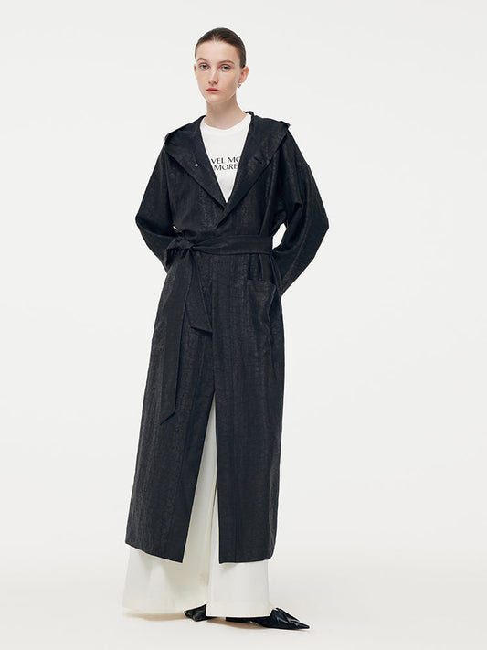 Xiang Yun İpek Kapşonlu Unisex Trençkot