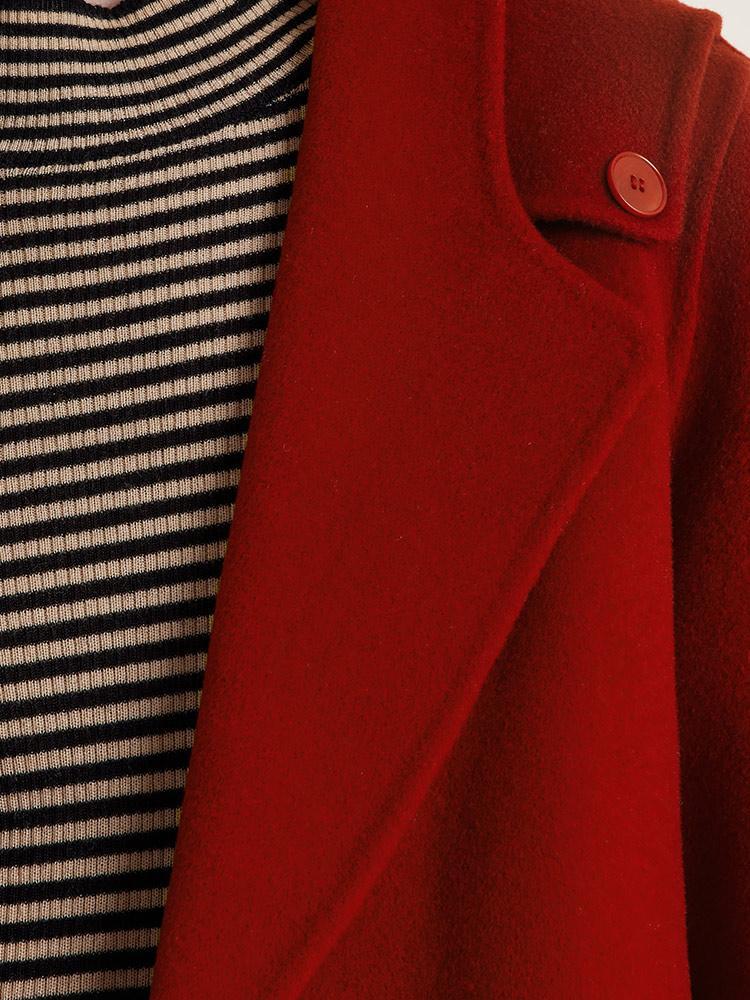 Tencel Yün Çift Yüzlü Yaka Kadın Kaban