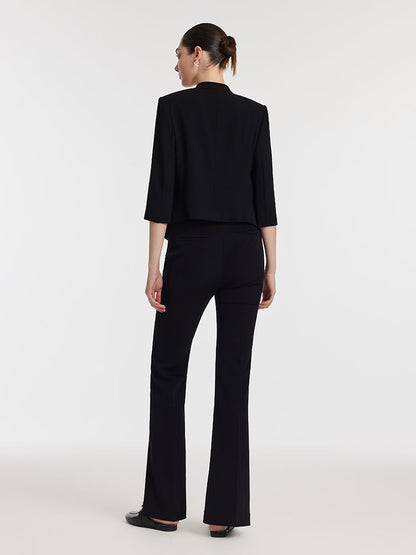 Triasetat 3/4 Kollu Kadın Crop Blazer