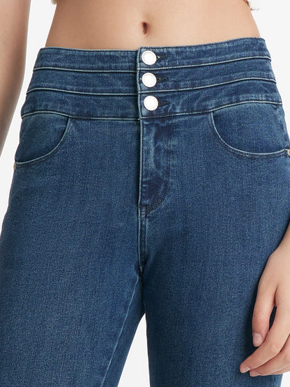 Denim Kılıf Yüksek Belli Kadın Kot Pantolon