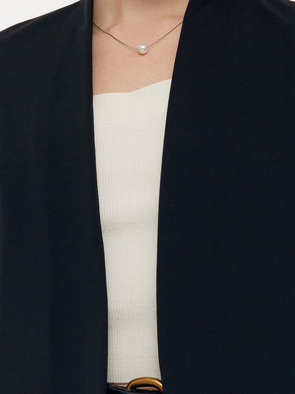 Makinede Yıkanabilir Yün Yakasız Unisex Blazer