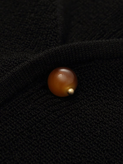 Yeşim Düğmeli Örme Kadın Crop Hırka