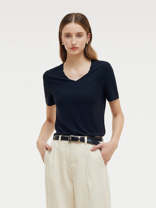 İkili Paket (Siyah Beyaz) Modal V Yaka Unisex Tişört