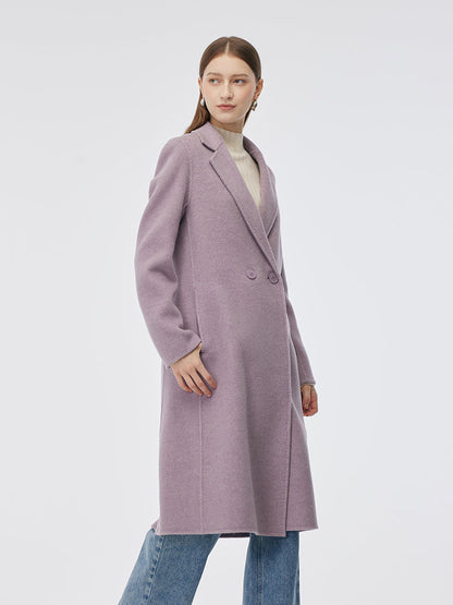 %100 Yün Çift Yüzlü Slim Fit Kadın Palto