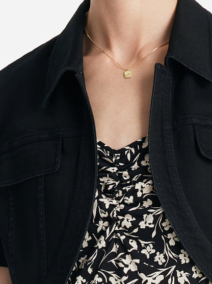 Denim Crop Ceket Ve İris Desenli Spagetti Askılı Midi Elbise İki Parçalı Set