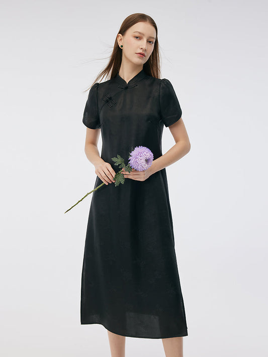 Xiang Yun İpek Kadın Qipao Midi Elbise
