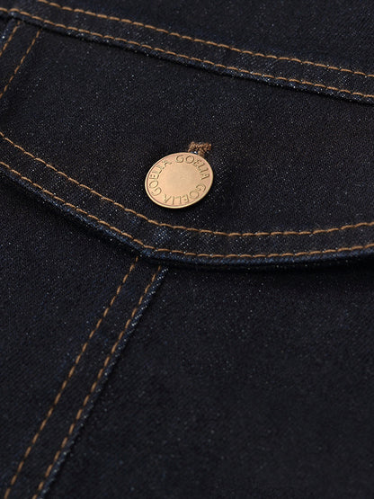 Dik Yaka Denim Kadın Crop Ceket