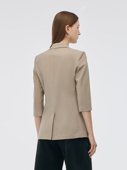 Makinede Yıkanabilir Yün Karışımlı Kadın Tek Düğme Blazer