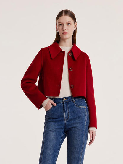 Tencel Yün Crop Ceket Ve Yarım Kadın Etek Takım