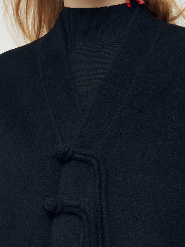 Tencel Yün Yeni Çin Tarzı Kadın Kaban