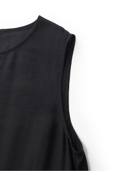Tencel Kadın Katlı Yelek Midi Elbise Slip Elbise Ve Kemerli