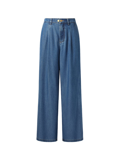 %100 Tencel Denim Beli Lastikli Kadın Kot