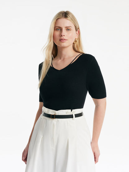Tencel-İpek Karışımlı Dekolteli Kadın Örme Üst