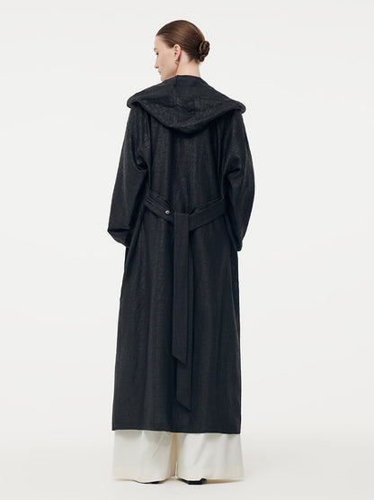 Xiang Yun İpek Kapşonlu Unisex Trençkot