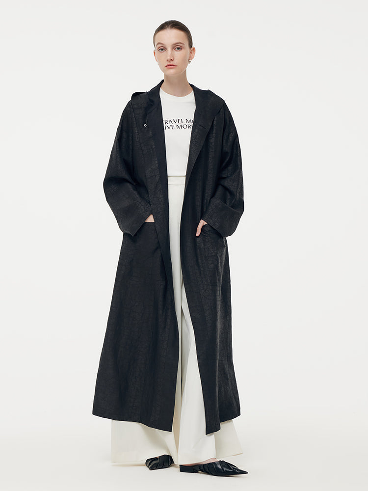 Xiang Yun İpek Kapşonlu Unisex Trençkot