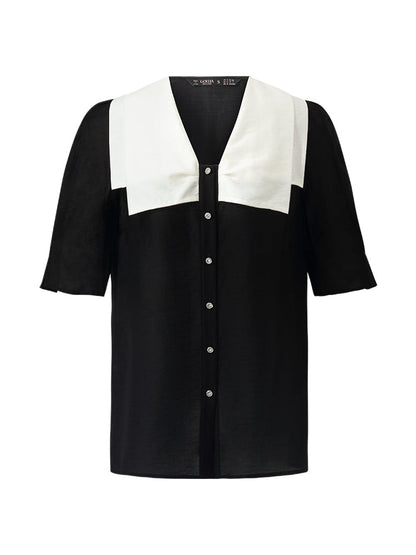 Tencel Patchwork Yaka Kadın Gömlek