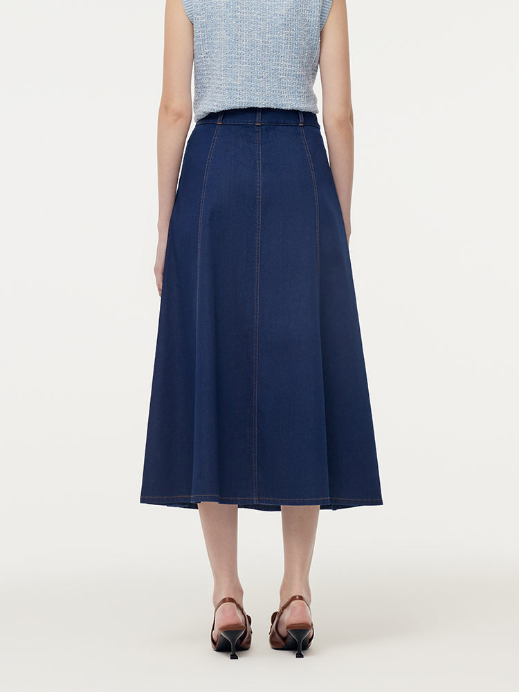 Denim A-Line Ayarlanabilir Bel Kadın Etek