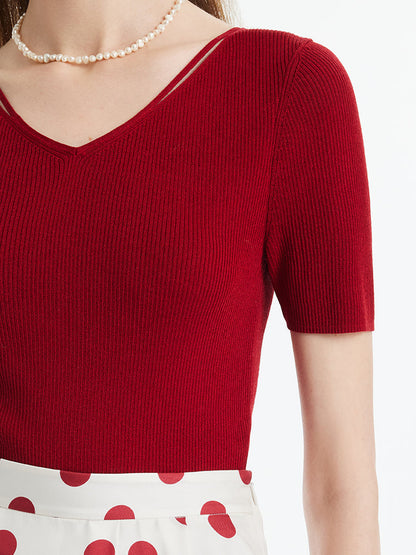 Tencel-İpek Karışımlı Dekolteli Kadın Örme Üst