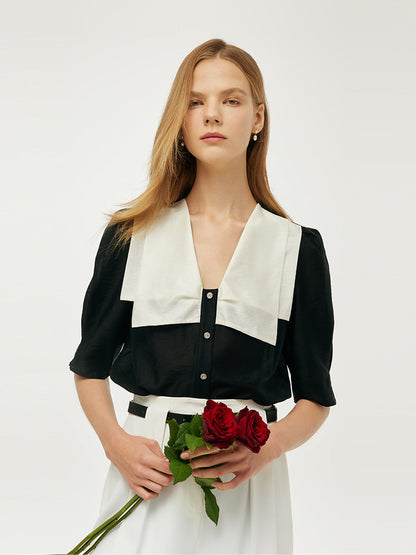 Tencel Patchwork Yaka Kadın Gömlek