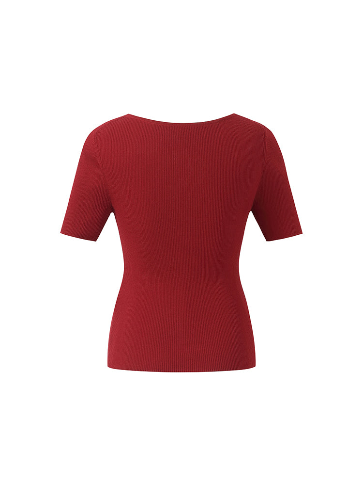 Tencel-İpek Karışımlı Dekolteli Kadın Örme Üst