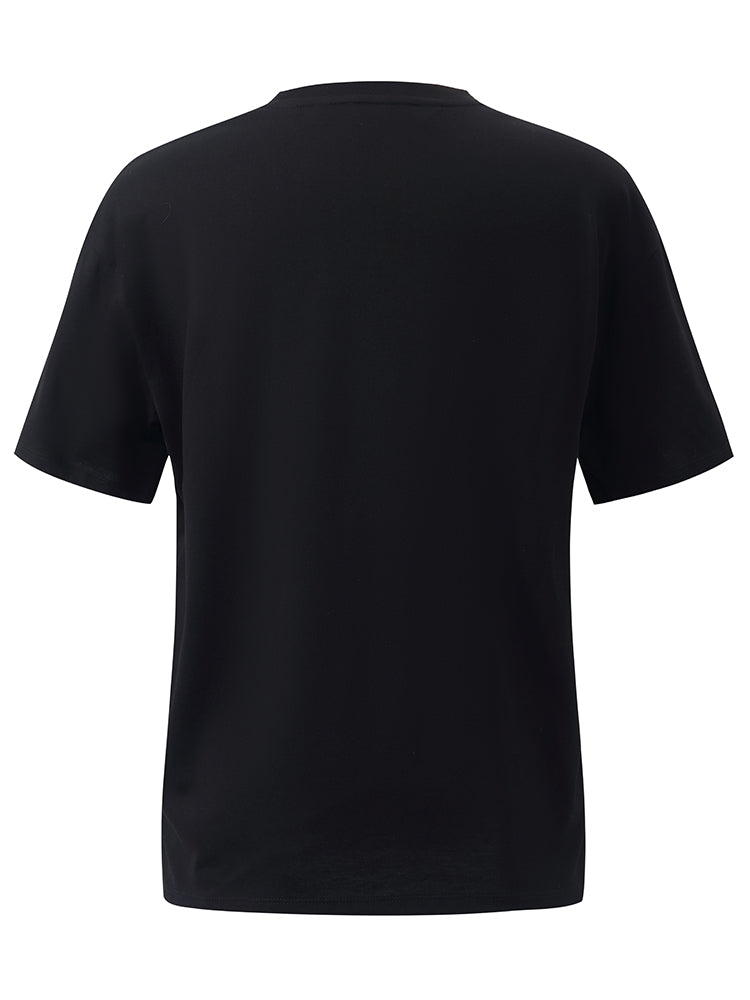 Patchwork Denim Jakarlı Kadın T-Shirt