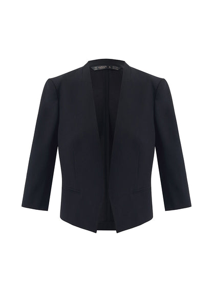 Triasetat 3/4 Kollu Kadın Crop Blazer