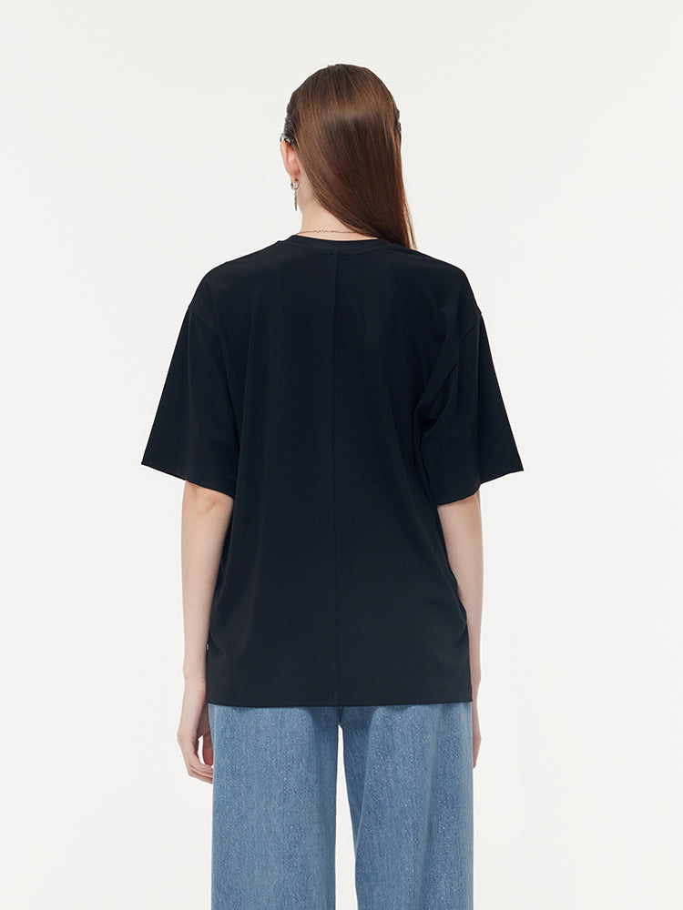 Asetat Loose Fit Mektup Baskılı Unisex Tişört