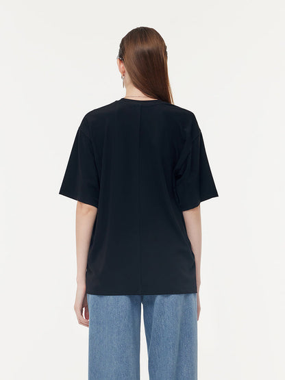 Asetat Loose Fit Mektup Baskılı Unisex Tişört