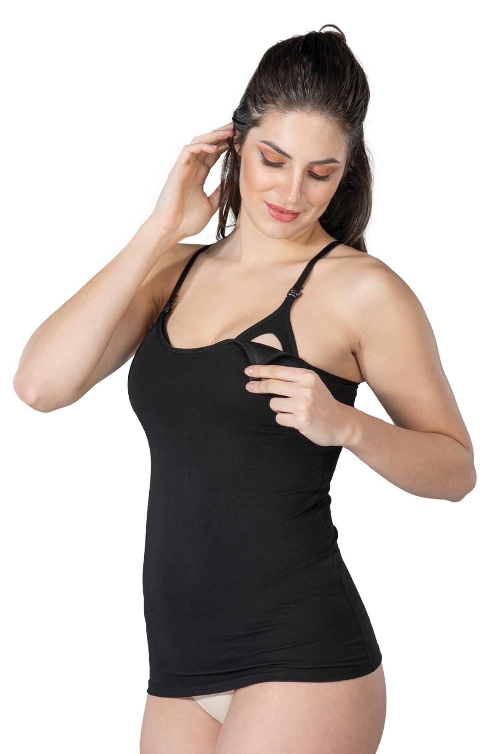 SİYAH DesBerries 1413 Modal Cotton Kaplı Emzirme Atlet