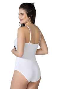 BEYAZ DesBerries 1415 Modal Cotton Çıtçıtlı İnce Askılı Body