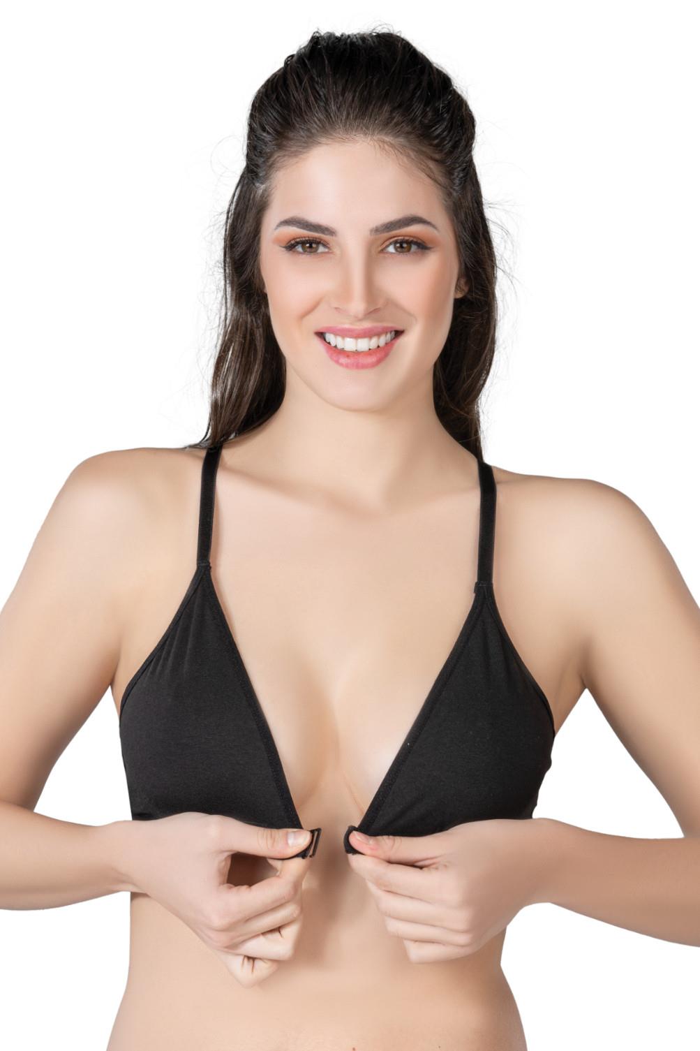 SİYAH DesBerries 1416 Modal Cotton Önden Açmalı Sporcu Sütyen