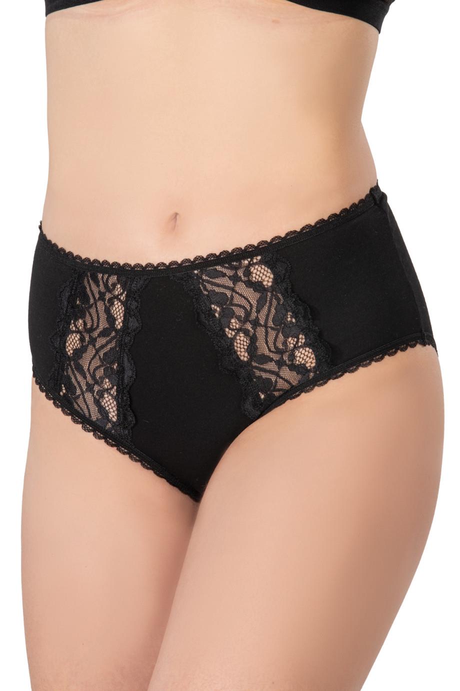 SİYAH DesBerries 1445 Modal Cotton Yüksekbel Dantelli Külot