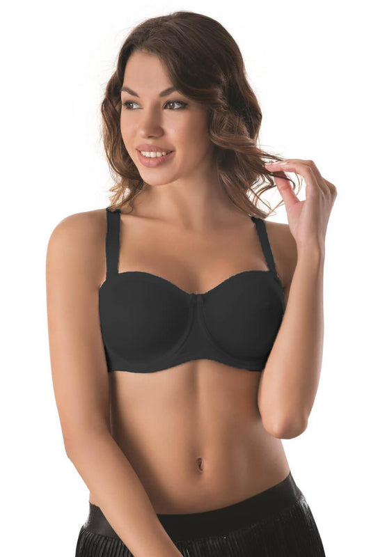 SİYAH DesBerries 159 C Balenli Straplez Toparlayıcı Sütyen