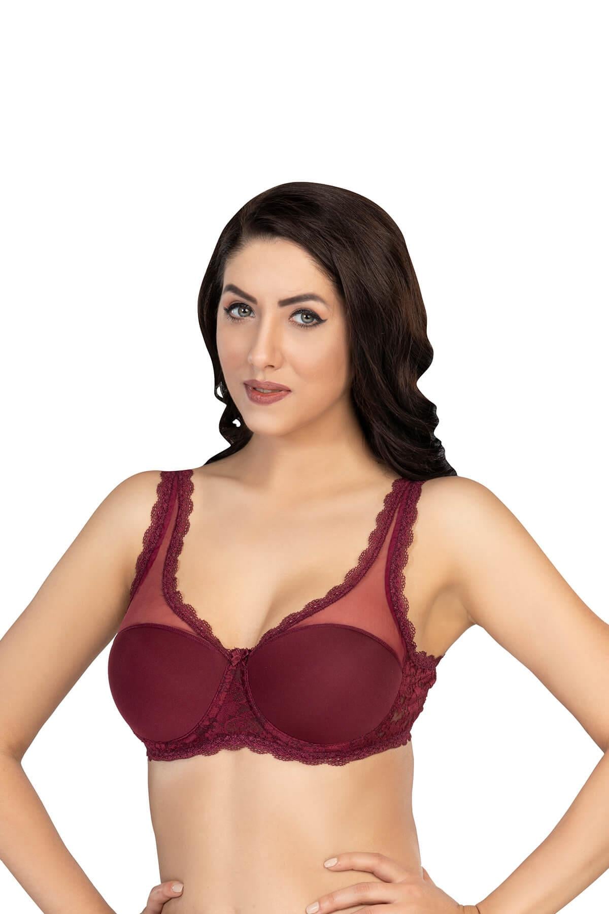 BORDO DesBerries 172 B PEDLİ DANTELLİ BALENLİ MİNİMAZER SÜTYEN