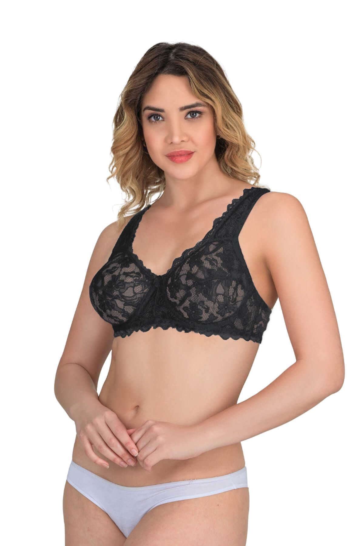 SİYAH DesBerries 178 C Balenli Dantelli Sütyen