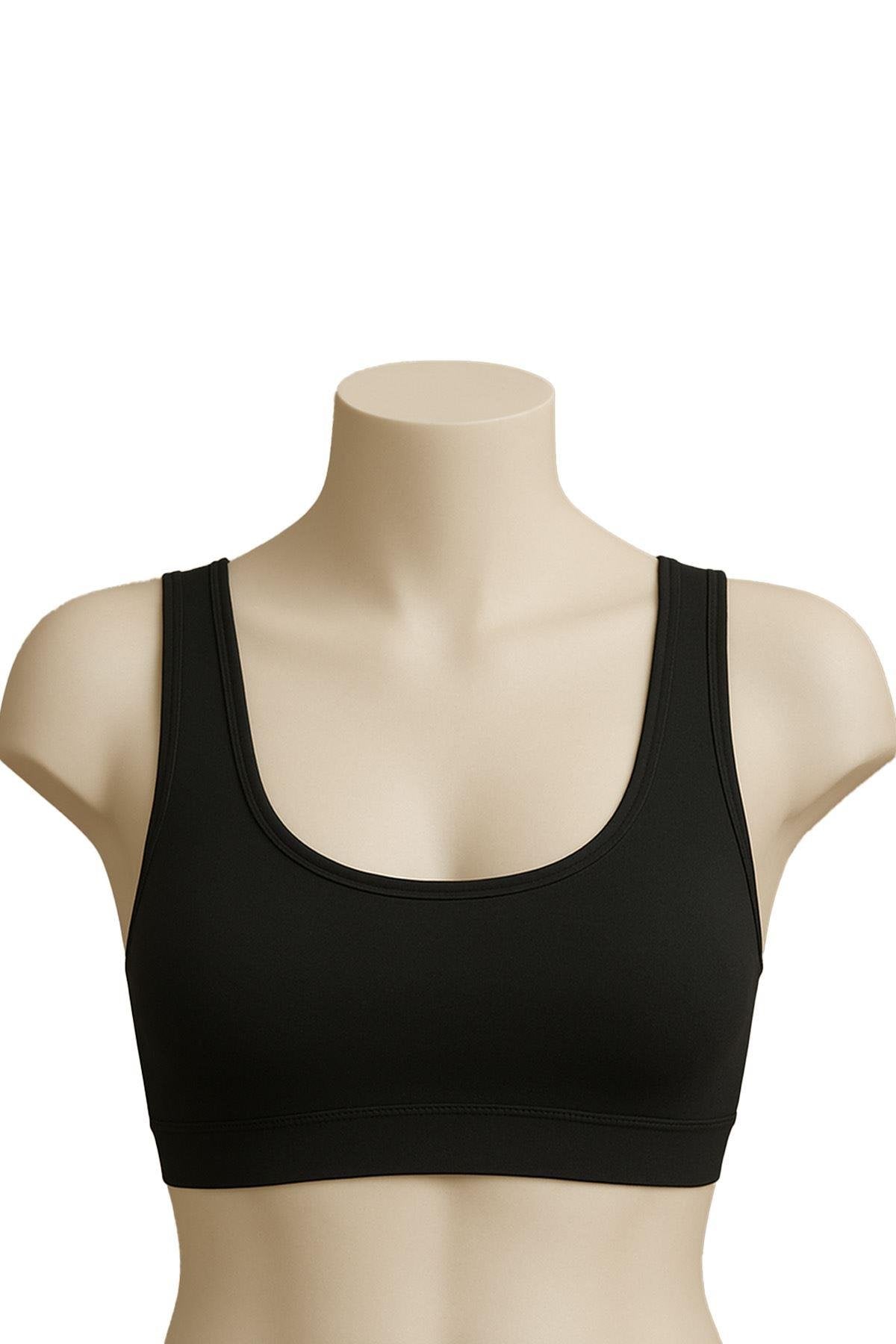 SİYAH DesBerries 1816 6'Lı Pedli Kalın Askılı Alıştırma Sütyeni