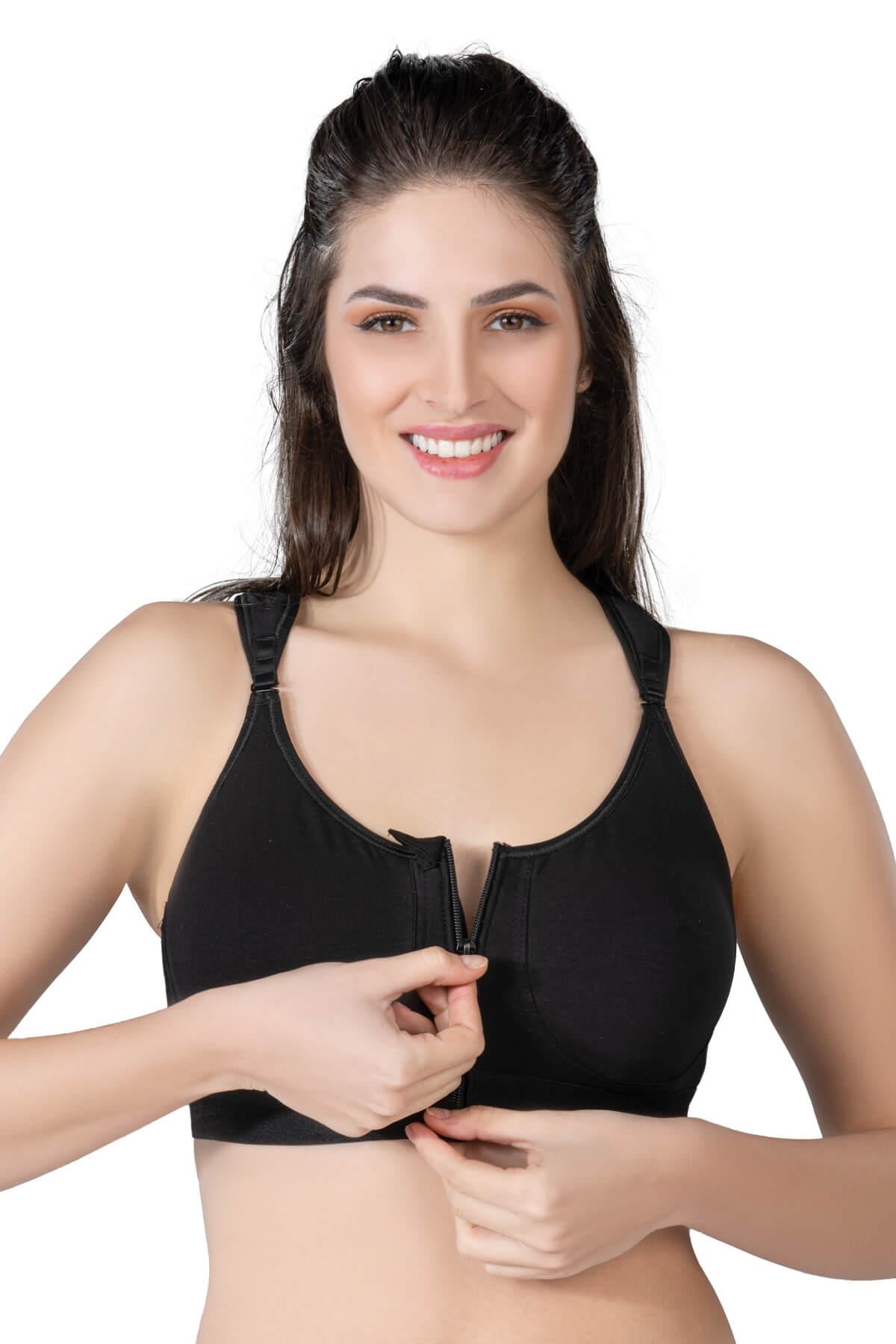 SİYAH DesBerries 184 B Önden Fermuarlı Sporcu Penye Sütyen