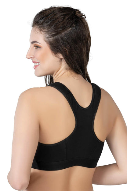 SİYAH DesBerries 184 B Önden Fermuarlı Sporcu Penye Sütyen