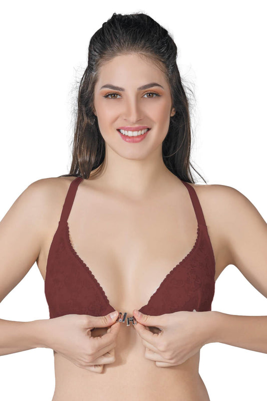 BORDO DesBerries 187 C Önden Açılır Balenli Sporcu Sütyen