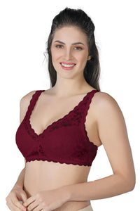 BORDO DesBerries 188 C Pedli Dantelli Telli Toparlayıcı Sütyen