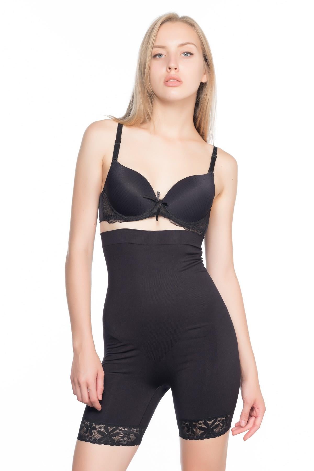 SİYAH DesBerries 2027 Yüksek Bel Dantelli Paçalı Korse