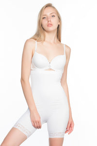 BEYAZ DesBerries 2027 Yüksek Bel Dantelli Paçalı Korse