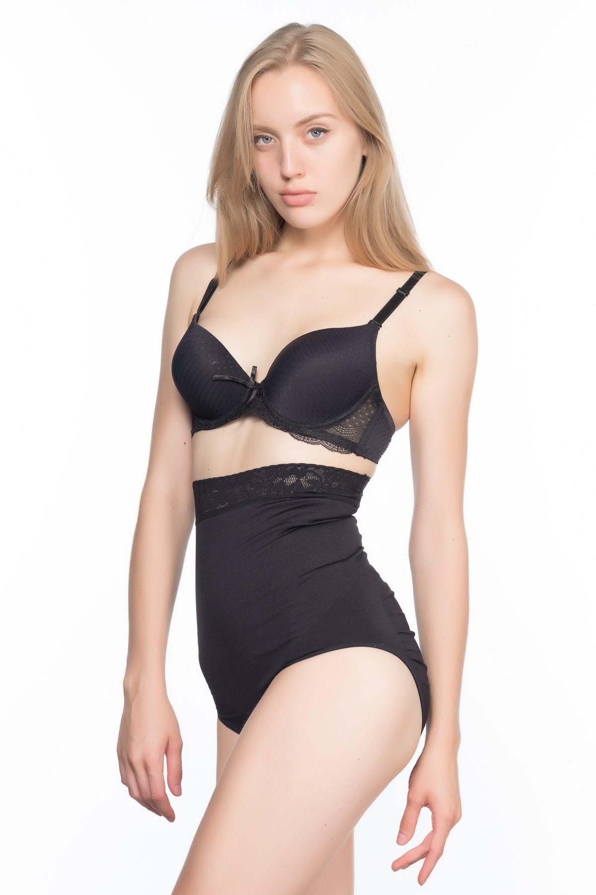 SİYAH DesBerries 2028 Dantelli Yüksek Bel Slip Korse