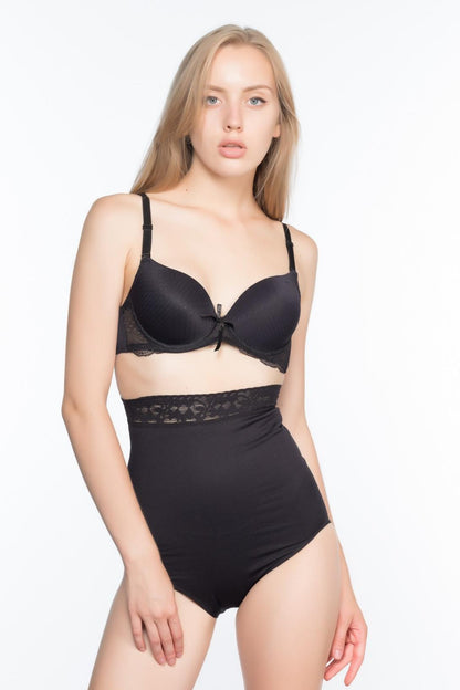 SİYAH DesBerries 2028 Dantelli Yüksek Bel Slip Korse