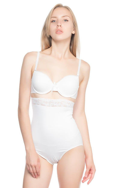 BEYAZ DesBerries 2028 Dantelli Yüksek Bel Slip Korse