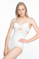 BEYAZ DesBerries 2028 Dantelli Yüksek Bel Slip Korse