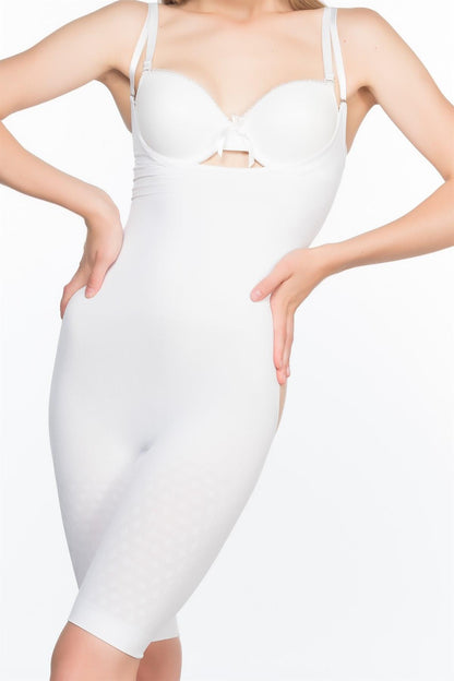 BEYAZ DesBerries 2038 Popo ve Göğsü Açık Paçalı Boy Korse