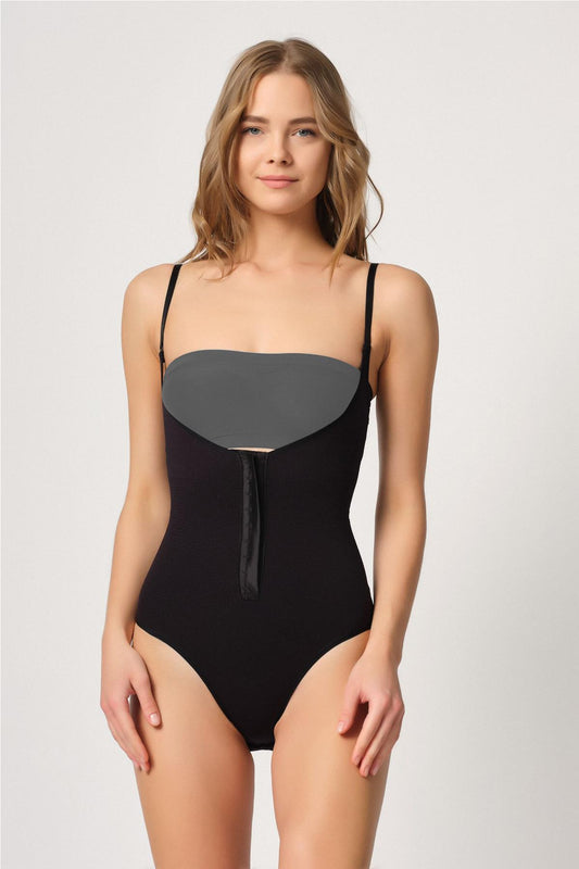 SİYAH DesBerries 2043 Göğsü Açık Agraflı Body Korse
