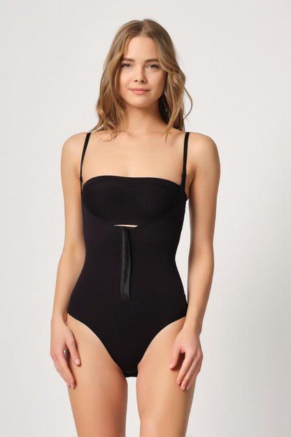 SİYAH DesBerries 2043 Göğsü Açık Agraflı Body Korse