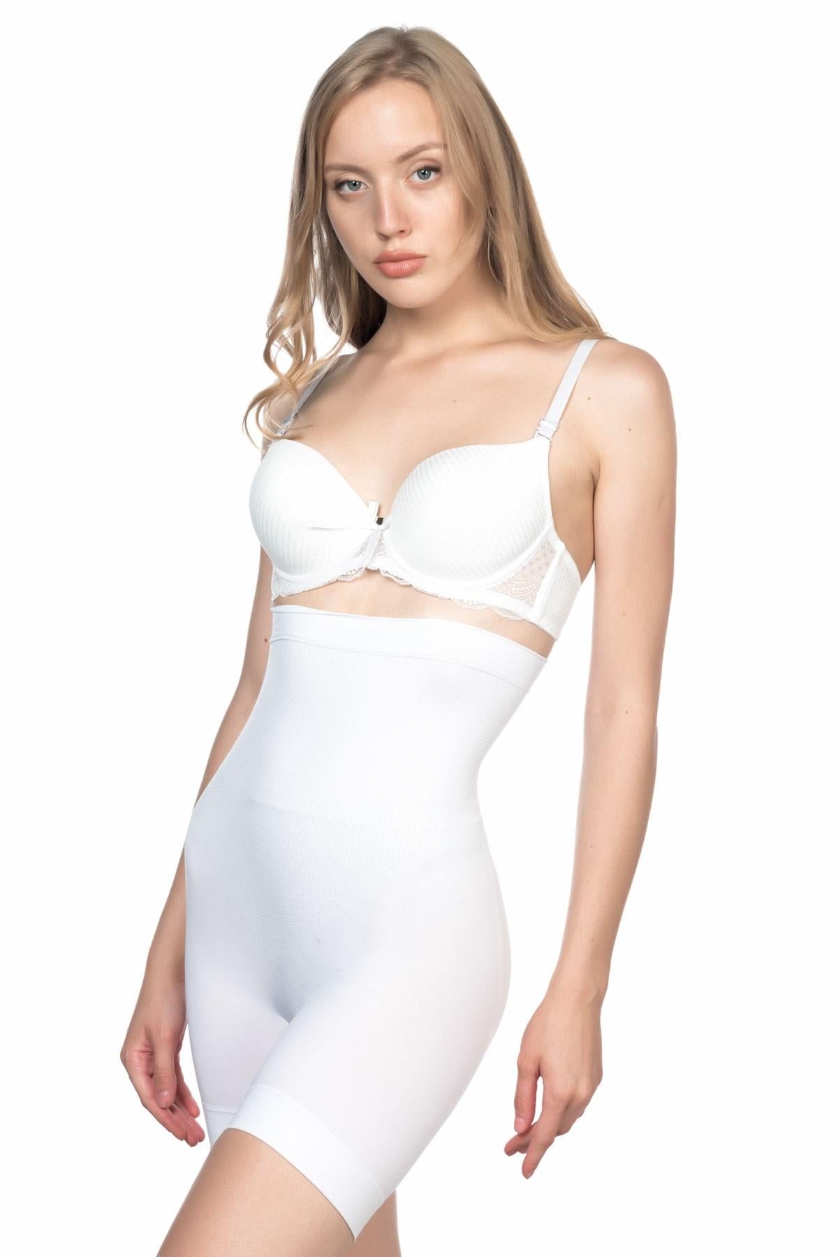 BEYAZ DesBerries 2056 Yüksek Bel Masajlı Uzun Paça Korse